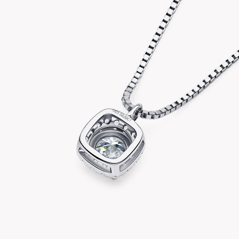Lnngy Certified GRA Moissanite Halo Ring Square Pendant Necklace Jewelry Set For Couples Real 925 Sterling Silver Wedding Gift