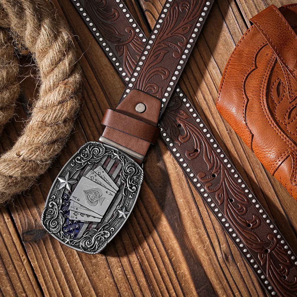 A Western-style PU material belt for both men and women, a casual, retro and classic personalized belt