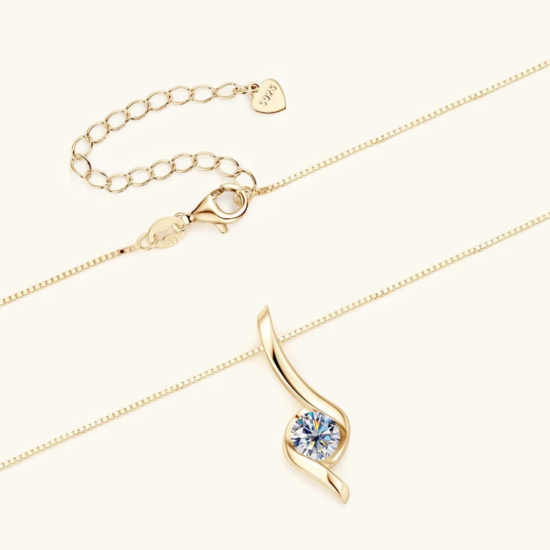 Sterling Silver 925 Real Moissanite Jewelry Set for Women 2.0ctw D Color Lab Diamond Stud Earrings Pendant Necklace Sets Gift