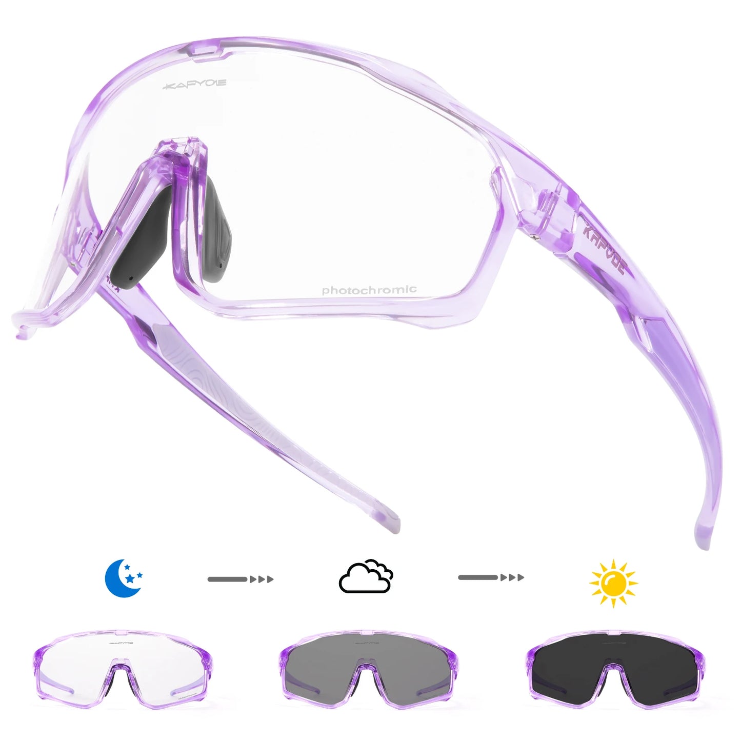 Kapvoe Photochromic Cycling Sunglasses for Men Women Bike Glasses Riding Driving UV400 Mountain Bicycle Goggles Eyewear Sports