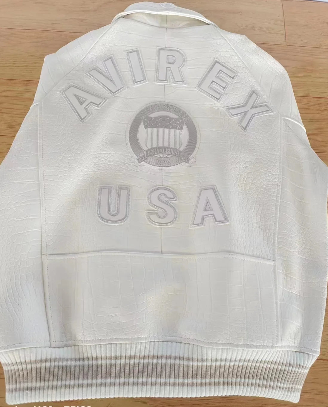 AVIREX new men's genuine leather jacket France 1.5 mm thick sheepskin embroidered crocodile pattern flight suit baseball coat