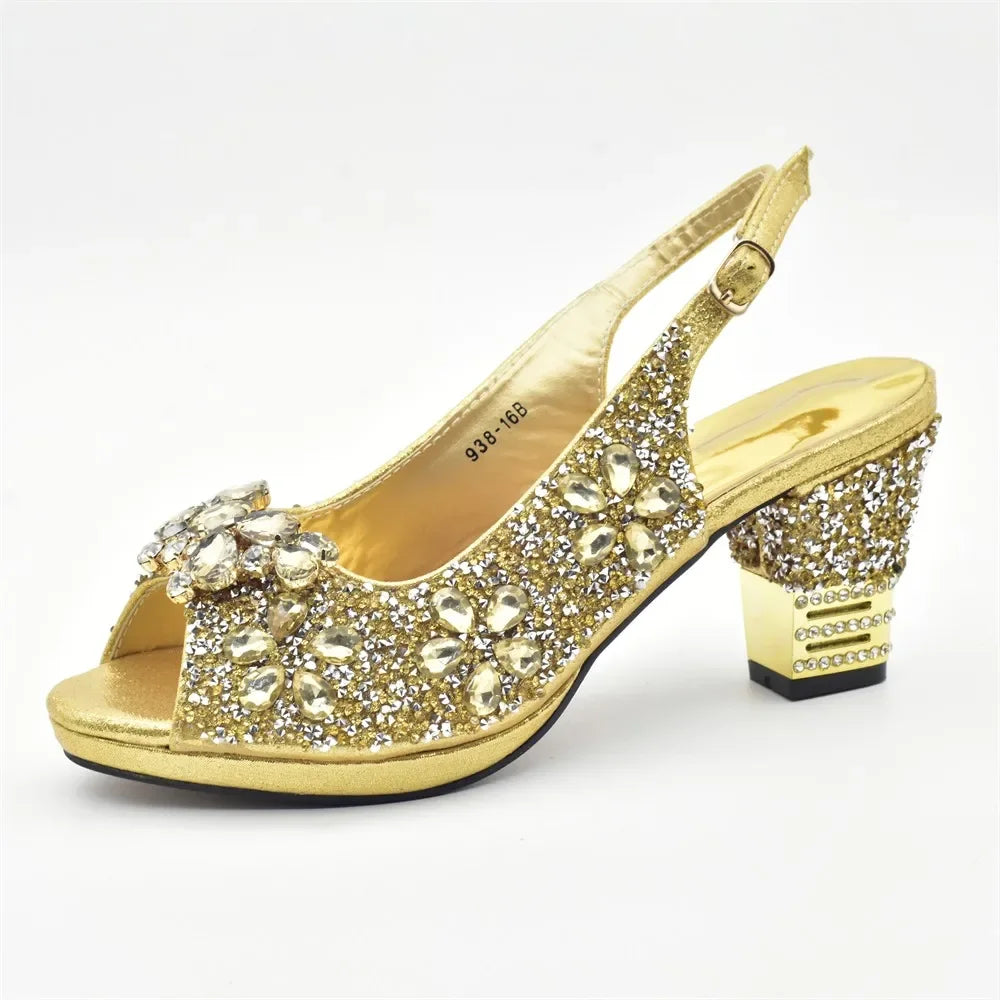 New Arrival Italian Shoes and Bags Matching Set Decorated with Rhinestone Plus Size Shoes Luxury Italian Shoe and Bag Set 2025