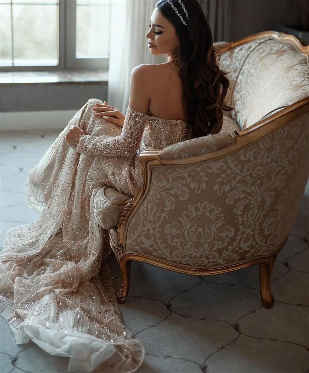 Mila Strapless Wedding Party Dress Customized Cascading Ruffle Lace-Up Evening Dresses Mermaid Court Train vestidos de fiesta