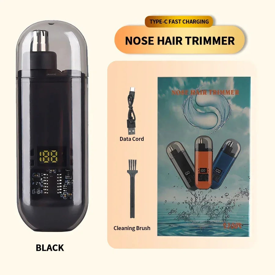 2-in-1 Electric Portable Ear & Nose Hair Trimmer Clipper – Professional Painless Grooming Tool for Men