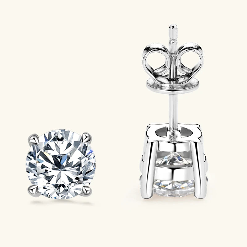 18k Gold Plated 3.0CTW D Color Moissanite Diamond Jewely Set for Woman Sliver 925 Chain Pendant Necklace Stud Earrings Set Gift