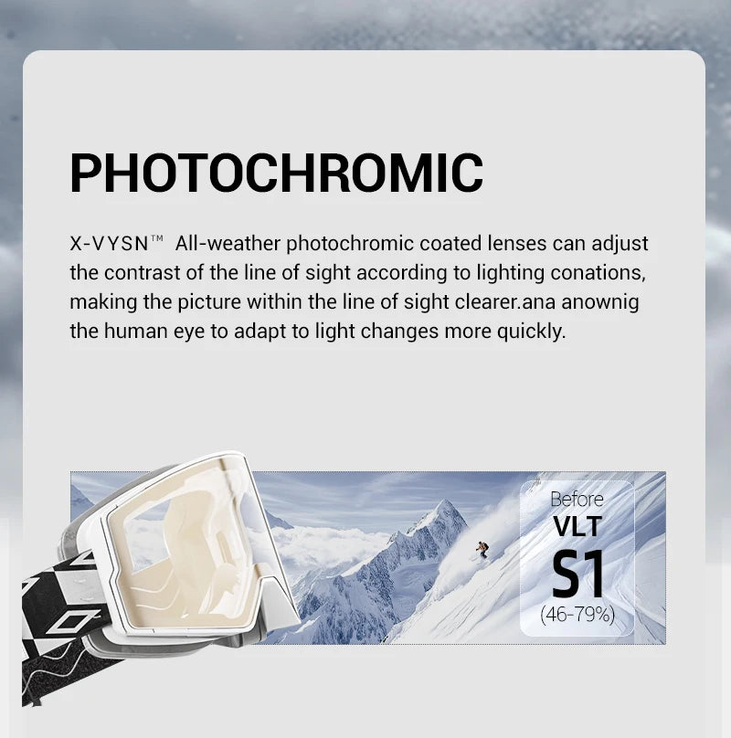 KAPVOE New Photochromic Outdoor Sport Ski Snowboard Goggle Men UV400 Protection Women Glasses Magnetic Attraction Skiing Goggles