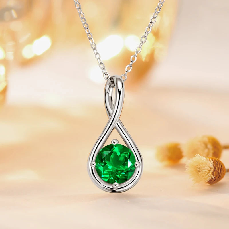 Lnngy Genuine 925 Sterling Silver Infinity Pendant Necklace Colorful Zircon Birthstone Necklaces for Women Jewelry Collar Mujer