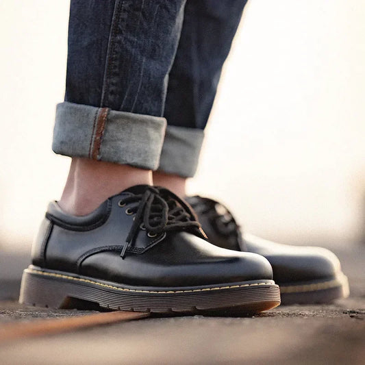 Leather Platform Shoes  Black Outdoor Italian Formal