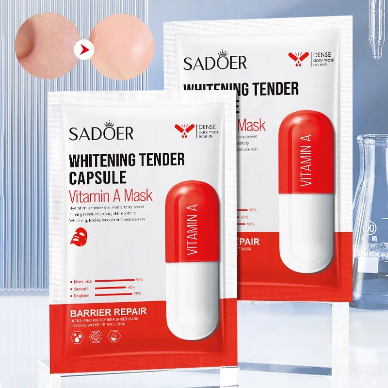 10PCS Vitamin A Anti Oxidation Capsule red Facial Mask Even Smooth Skin Tone, Moisturizing Delicate Skin Care Improve roughness