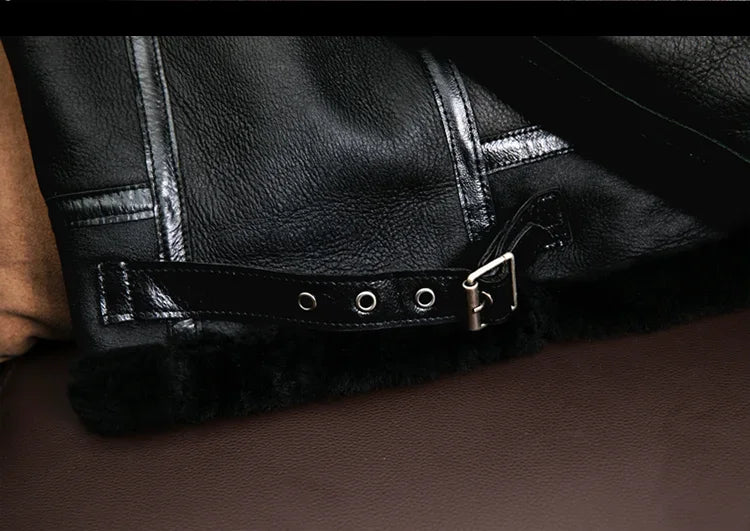 2023 New Genuine Sheepskin Leather Jacket Mens Plus Size Real Thick Sheepskin Natural Warm Coat