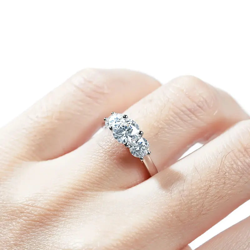 Lnngy Certified GRA Three Stone Moissanite Necklace Ring 925 Sterling Silver Jewelry Set For Women Wedding Engagement Rings Gift