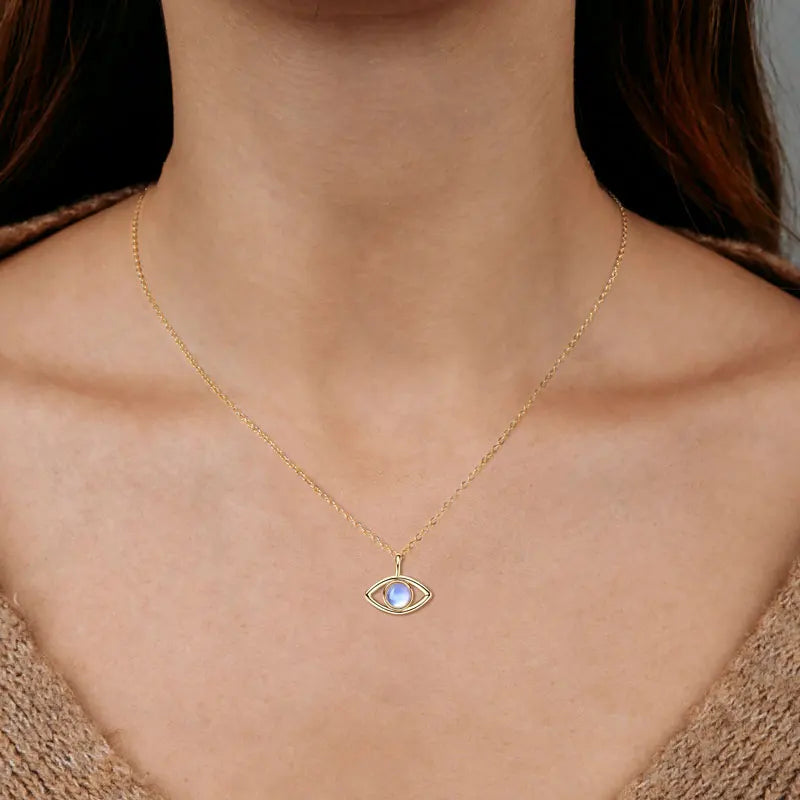 Lnngy Collier Argent 925 Sterling Silver Clavicle Necklace Round Moonstone Artificial Gemstone Pendant Necklaces For Women Gift