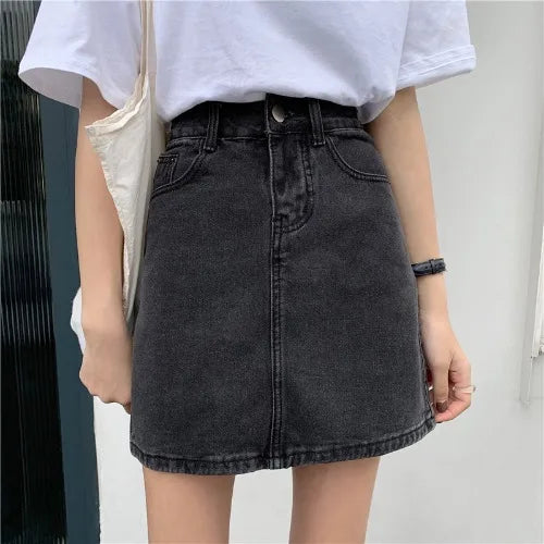 Spring New Women's Denim  Skirt A-Line Flared Skirts Butt Covering Body Slimming f-length for plus Size MM