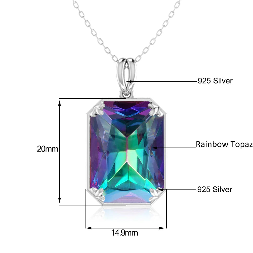 Real 925 Sterling Silver Aquamarine Necklace Pendant Anniversary Banquet Accessories Woman Fine Jewelry 2022 New Without Chain