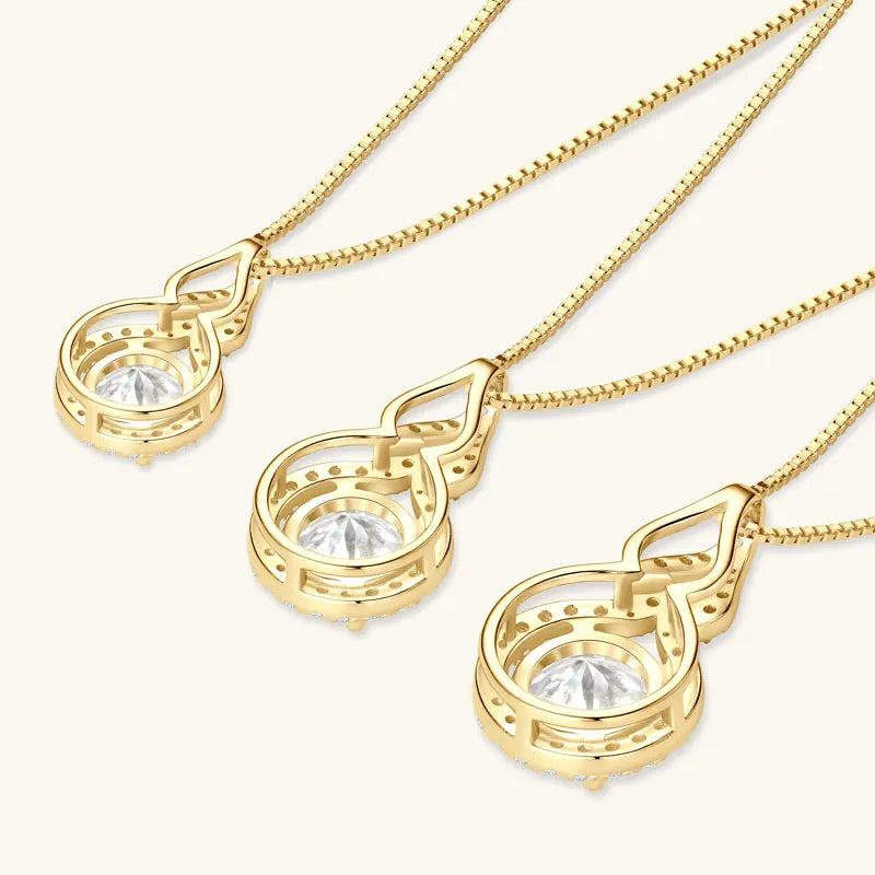 Lnngy Test GRA Passed 1ct/2ct/3ct Moissanite Necklace 925 Sterling Silver Gourd Shaped Pendant Necklaces For Women 2025 Jewelry
