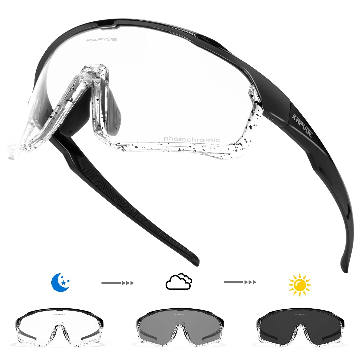 Kapvoe Photochromic Cycling Sunglasses for Men Women Bike Glasses Riding Driving UV400 Mountain Bicycle Goggles Eyewear Sports