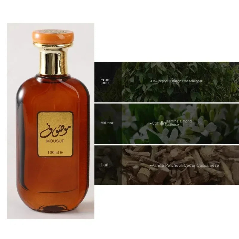 عطر رجالي عربي أصلي عالي الجودة من دبي موسوف، 100 مل، عطر كولونيا يدوم طويلاً للرجال والنساء، عطر خفيف
