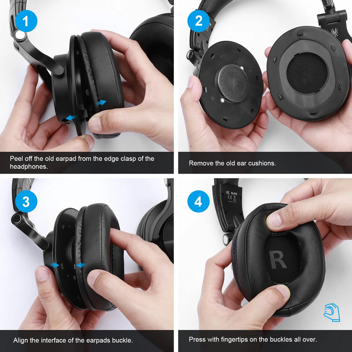 1 Pair Replacement Headphone Earpads Cushions Cover For Oneodio A70 A71 A71D Headphones Over-Ear Soft Memory Foam Ear Pads