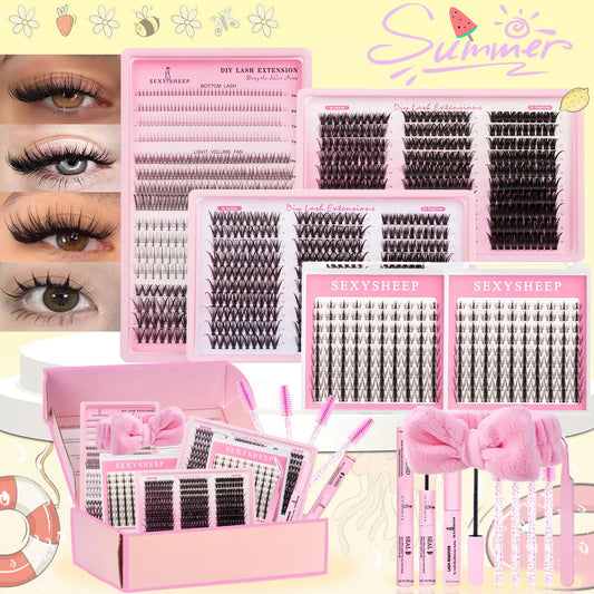 DIY Eyelash Extension Kit Daily Natural Individual Cluster Lash kit Manga Lash Fluffy Clusters With Lash Tools Festival Gift