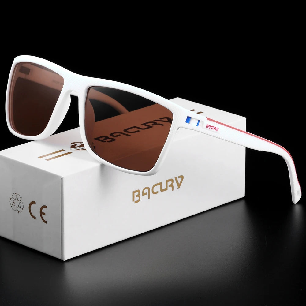 BACURY Brand Original Polarized Men Sunglasses TR90 Square Comfortable Driving Finishing Hiking Sun Glasses Women Eyewear