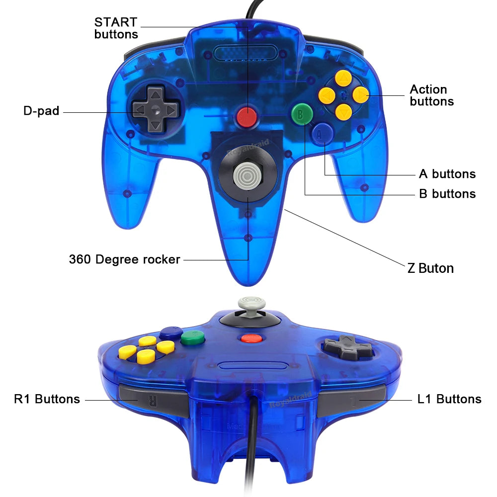 8 Colors For N64 Controller Classic Wired Remote Control Gamepad Gaming Joystick Retro Video Game System For N64 Console Joypads