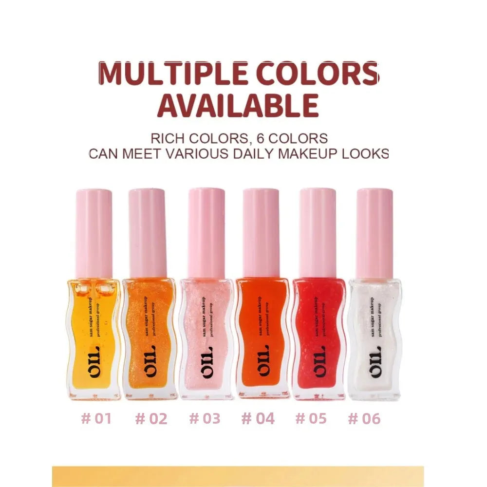 SAM SUGAR Honey Infused Hydrating Lip Oil 8ml Long Lasting Moisturizing Liquid Lip Gloss 6 Colors Temperature Makeup Cosmetics