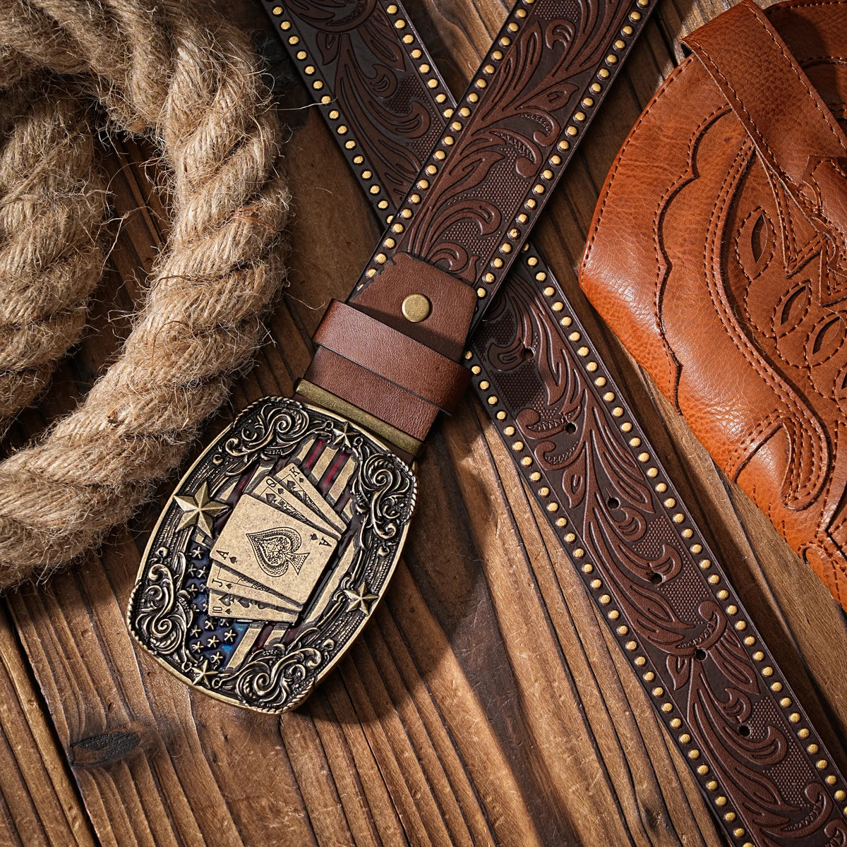 A Western-style PU material belt for both men and women, a casual, retro and classic personalized belt