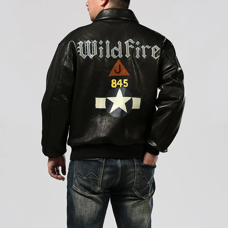 Wildfire 845 Bomber Pilot Clothing Genuine Leather Jacket Men's US Size Italian Sheepskin Foam Leather Flight Suit fur clothings