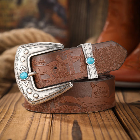 Vintage and fashion collision! PU leather alloy buckle waistband, for both men and women, to create a personalized western style