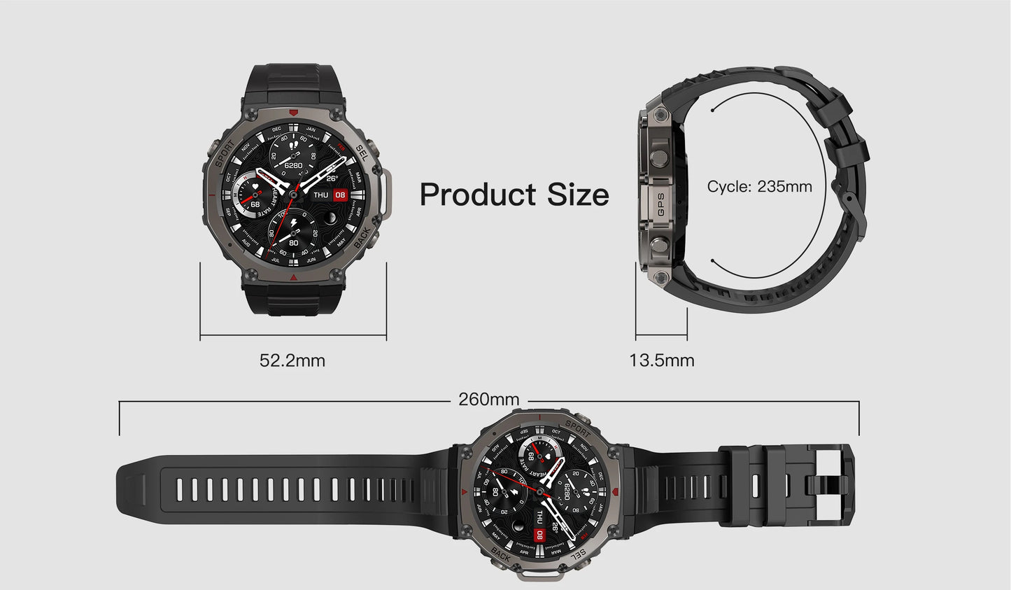 LIGE Fashion Smart Watch Bulit-in GPS Compass Altimeter Barometric 5ATM Waterproof AMOLED Screen Bluetooth Call Sport Smartwatch
