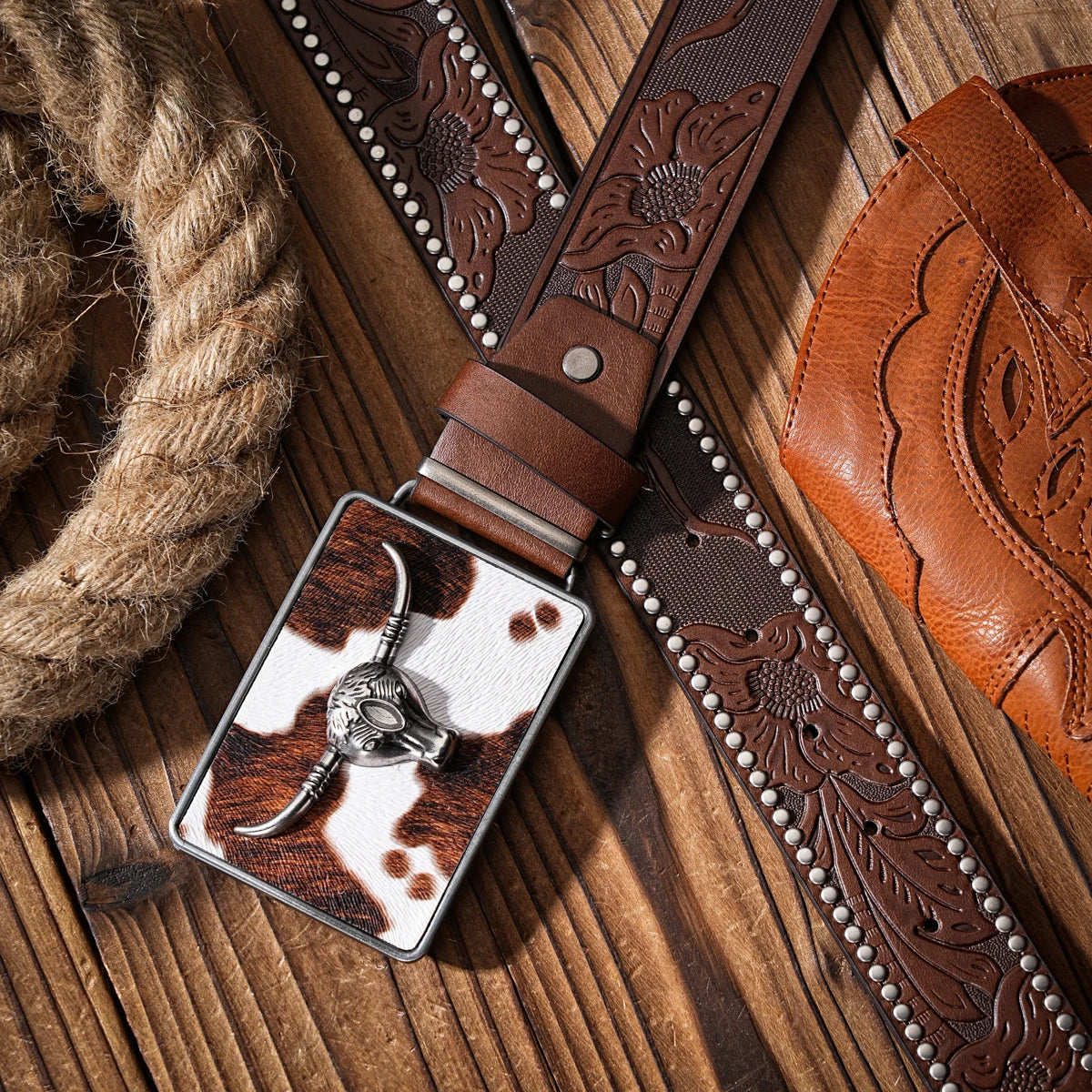 A Western-style PU material belt for both men and women, a casual, retro and classic personalized belt
