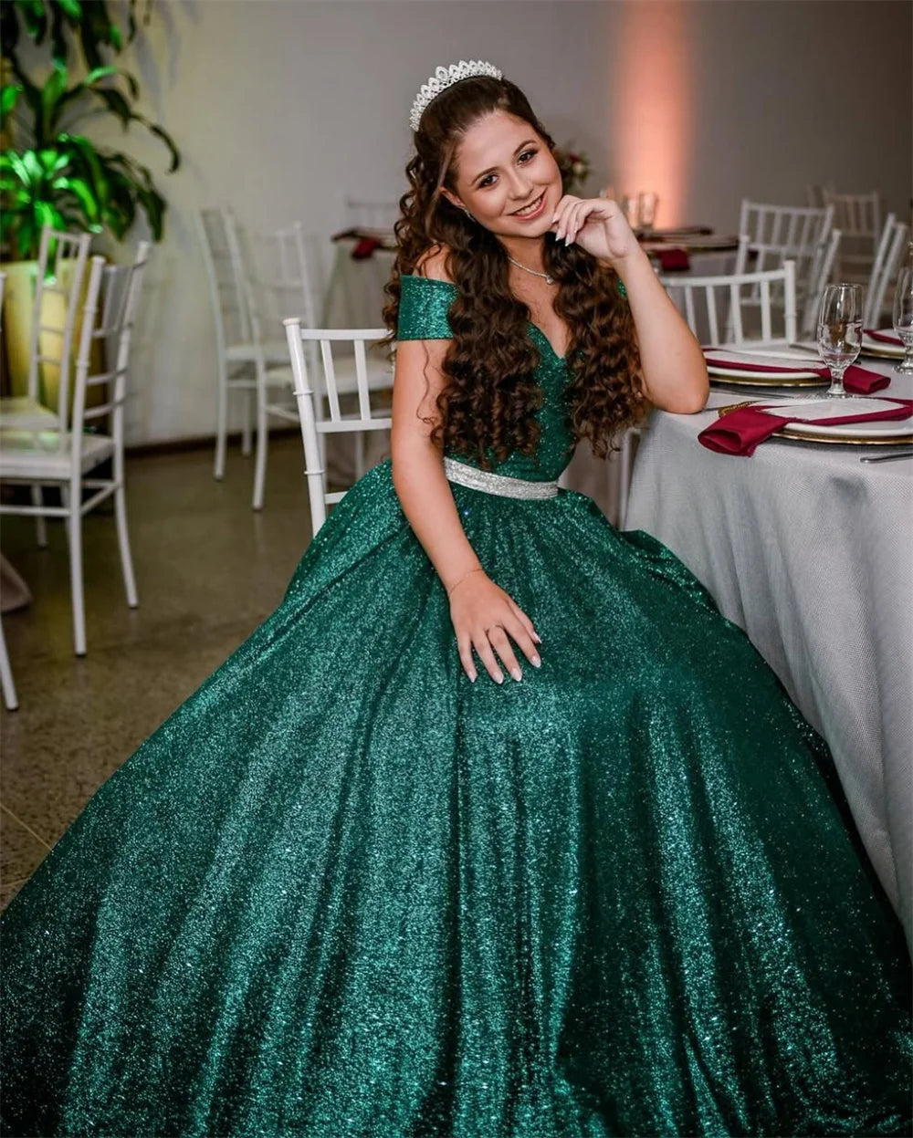 Mila Sweetheart Neck A-Line Prom Dresses 2025 Shine Sequins Evening Dresses Floor-Length Ball Gown Customized Party Dresses