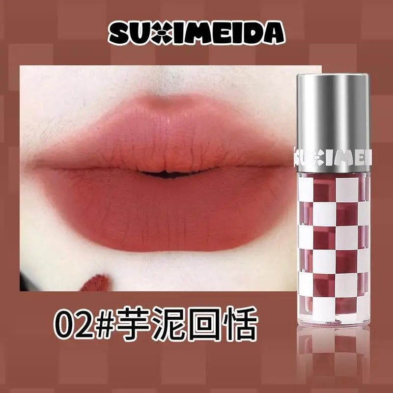 Punk Dark Red Lip Gloss Waterproof Lasting Matte Lipstick Smoky Nude Purple Matte Lipstick Natural Chocolates Lip Tint Makeup