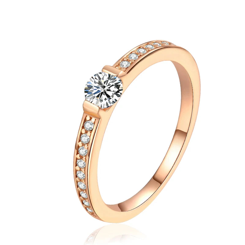 Tezzc 0.3ct D Color Moissanite Eternity Ring 925 Sterling Silver Women Ring Champagne color Commitment Wedding Jewelry With GRA