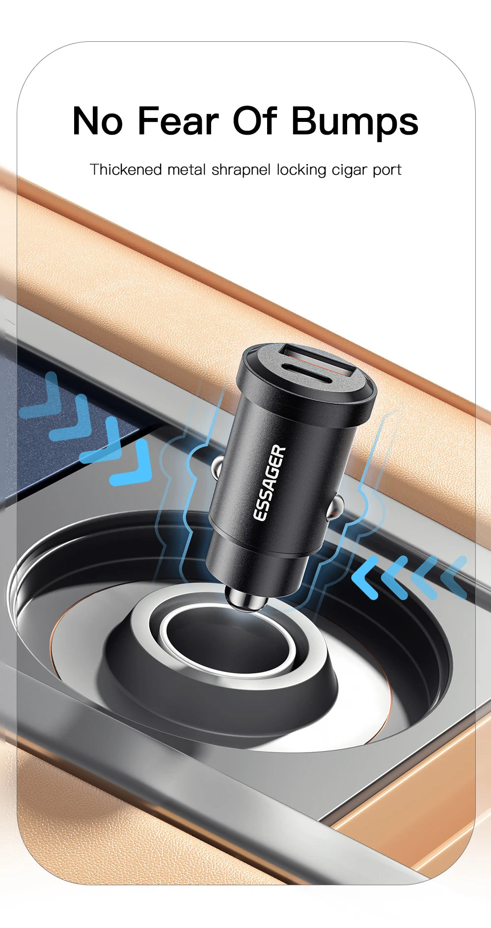 شاحن سيارة Essager USB 30 وات، شحن سريع 4.0، QC PD 3.0 SCP 5A، USB Type C، شحن سريع للسيارة، مناسب لأجهزة iPhone 14 13، Huawei، Samsung، Xiaomi