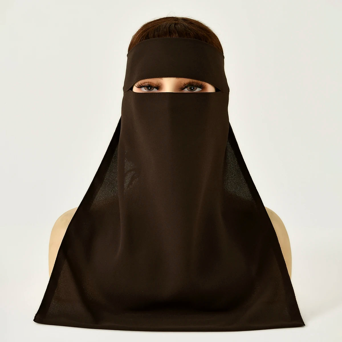 Black Chiffon Scarf Tie Back Niqab New Pearl Face Cover Muslim Prayer Khimar Niqab Face Cover for Women Solid Color Shawls
