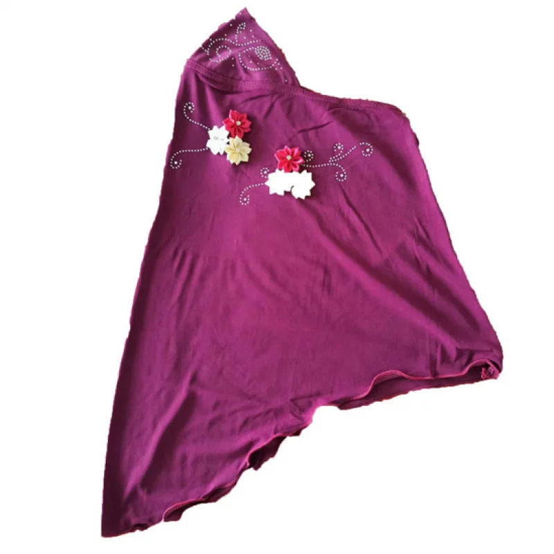 Islamic Turban for Children Arab Headwraps Arab Shawl Ramadan Eid Muslim Girls Diamonds Flowers Hijab Headband 2-6 Years