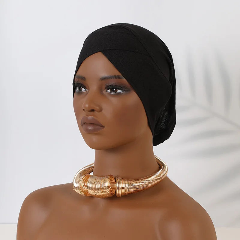 Women Stretchy Turban Modal Jersey Inner Hijab Muslim Hat Solid Color Tube Cap Islamic Under Scarf Headwrap Bonnet Arab Headband