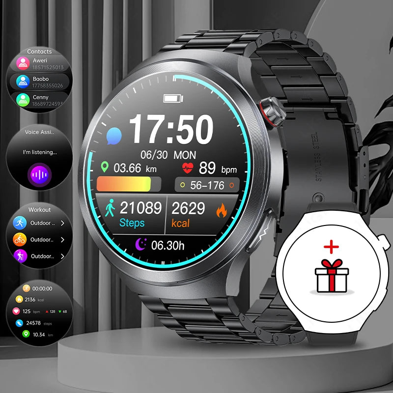 LIGE 2025 Men's ECG Smart Watch 1.73” AMOLED Screen Emotional Fatigue Monitoring NFC Access Control Fitness Tracker Watch