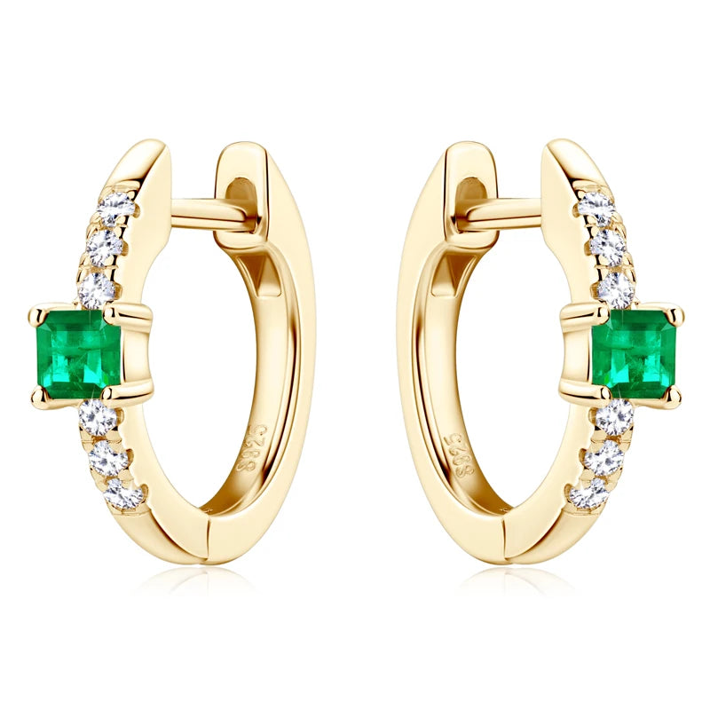 Lnngy Oval/Marqusie Cut Artificial Emerald Stud Earring for Women ohrringe silber 925 Sterling Silver Earring Daily Jewelry Gift