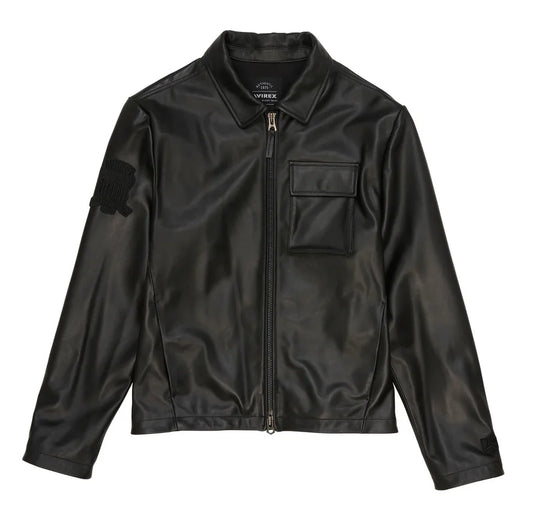 AVIREX Spring/Summer Aviator Clothing Men's Long Sleeve Shirt Jacket 100% Napa Sheepskin Leather Jacket US Size Simple Coat Top