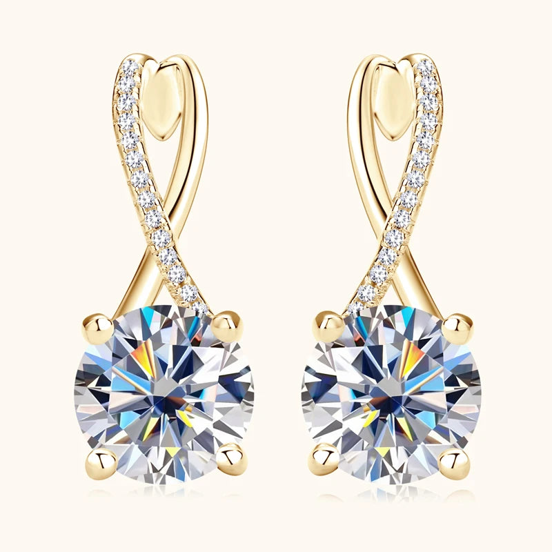 Lnngy ohrringe silber 925 Sterling Silver Hoop Earring GRA Certified 8MM 2ct Moissanite Infinity Earring For Women Daily Jewelry