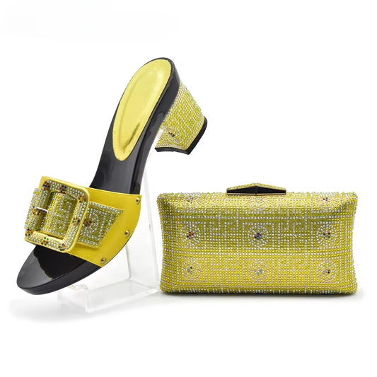 Peep Toe Slingback Pumps & Matching Bags – Italian Style  Party Shoe Set with Rhinestone Luxury (Sizes 37-43)