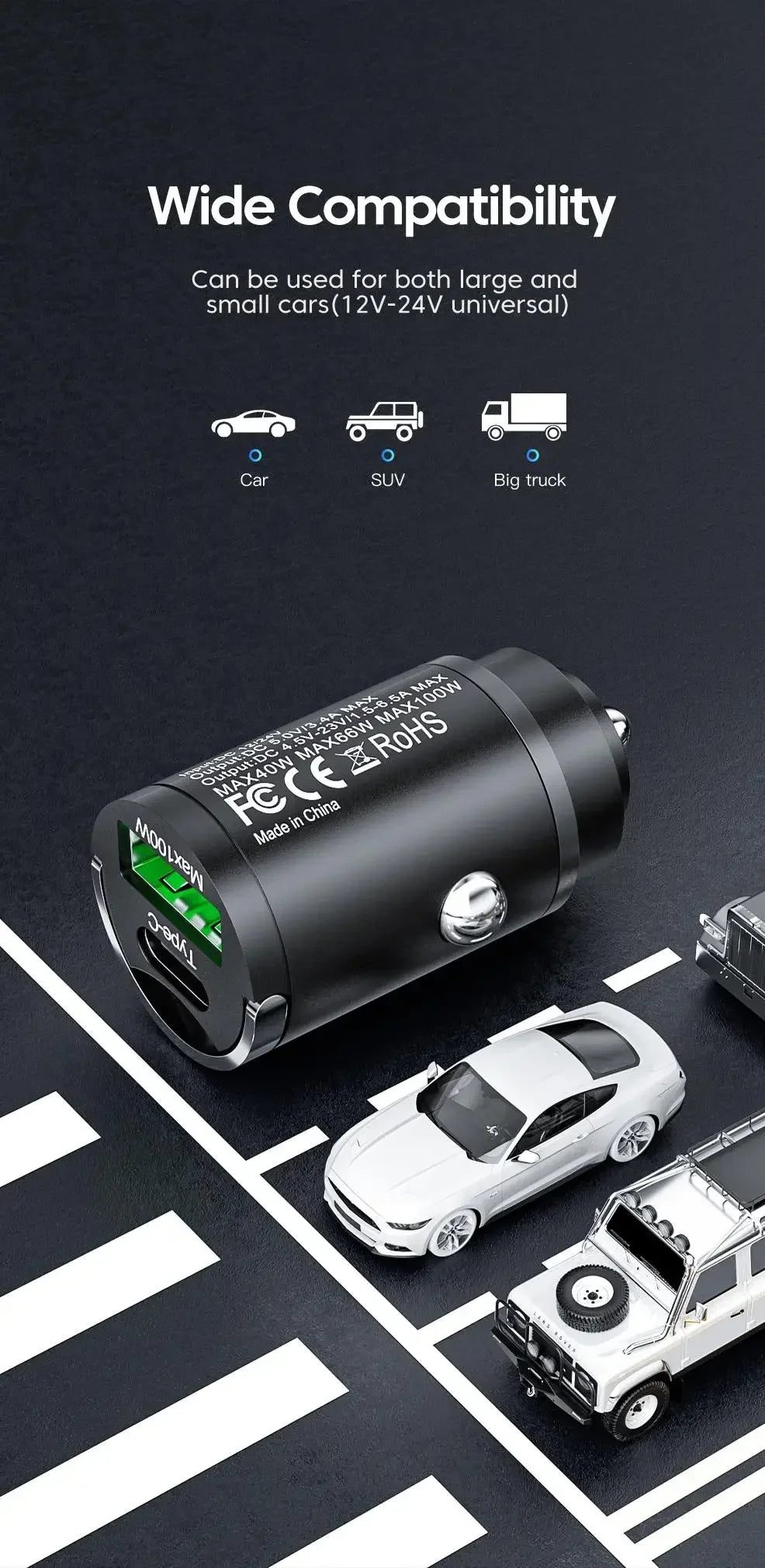 Xiaomi 100W Car Charger Lighter PD Fast Charging For IPhone QC3.0 Mini USB Type C Mini Car Phone Charger For Samsung Huawei 2025