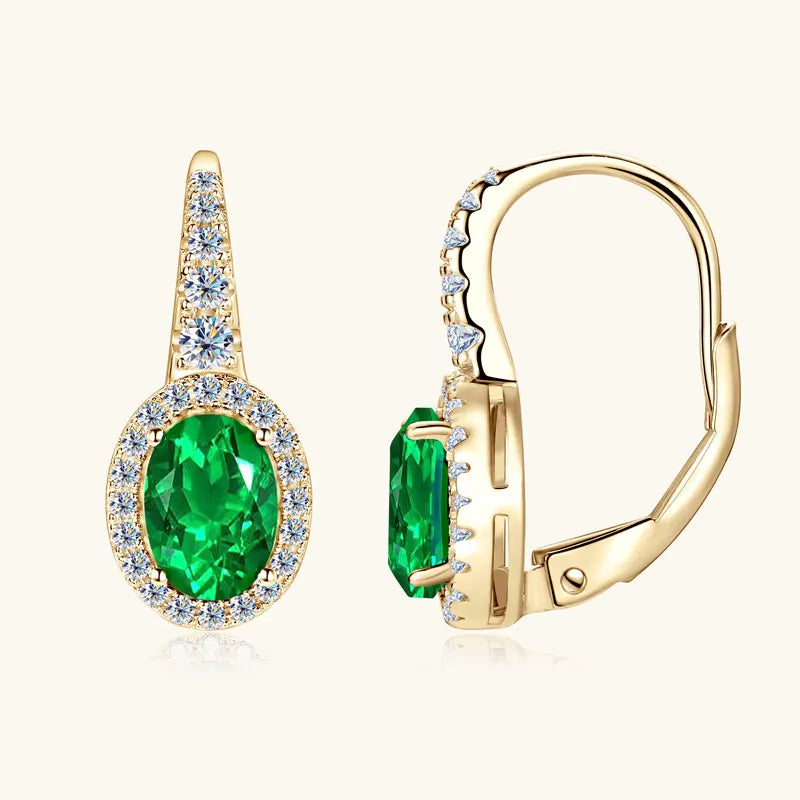 Lnngy Oval/Marqusie Cut Artificial Emerald Stud Earring for Women ohrringe silber 925 Sterling Silver Earring Daily Jewelry Gift