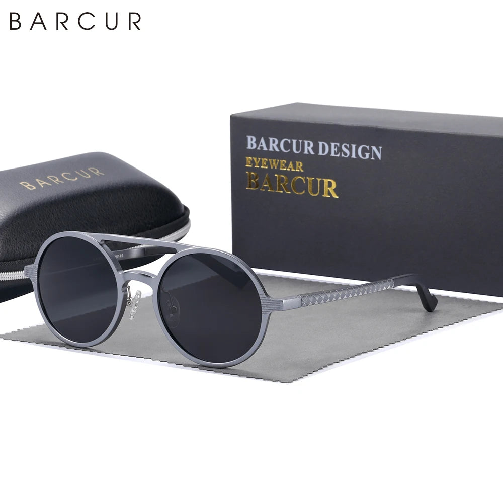 BARCUR Steampunk Polarized Sunglasses Men Light Weight Retro Vintage Women Sun Glasses for Men