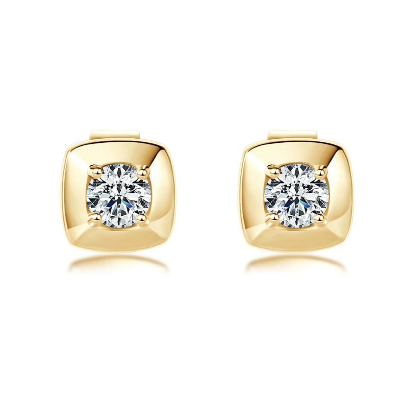 Lnngy 925 Sterling Silver Square Shape Stud Earrings Certified GRA 3mm Moissanite Earring for Women Korean INS Mini Jewelry Gift
