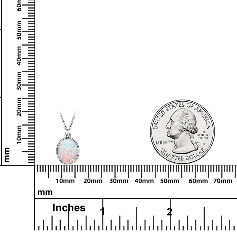 Lnngy 925 Certified Silver Chains Necklace Oval/Round/Marqusie Pear Cut White Opal Pendant Necklaces for Women Collar Mujer