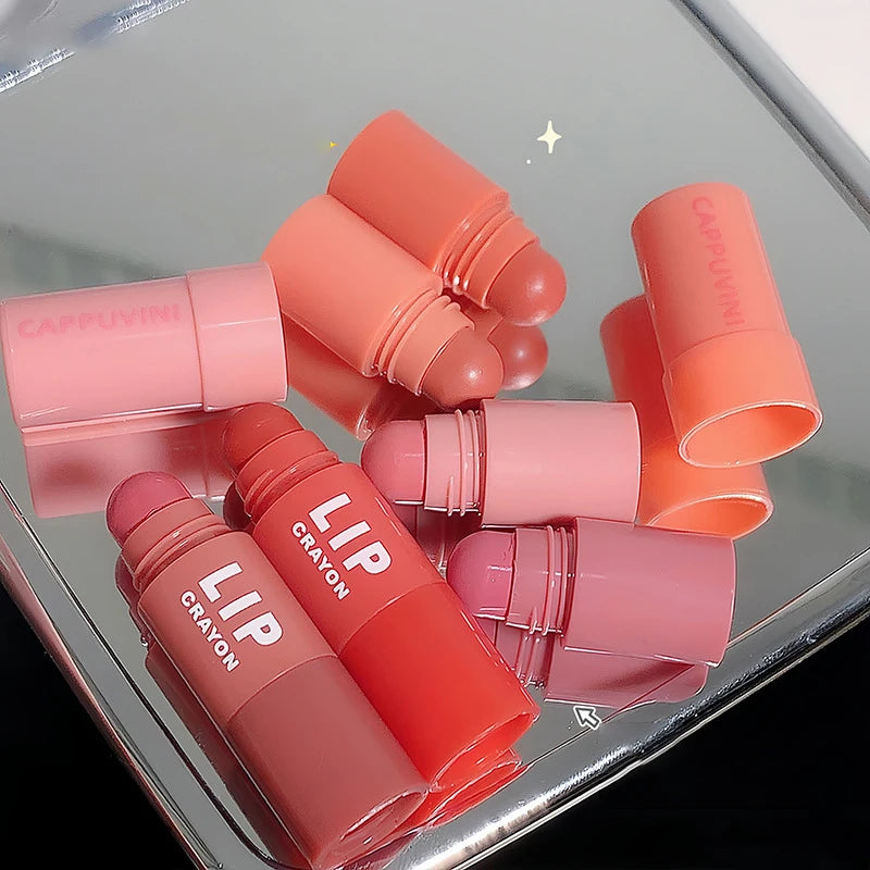 Mini Lipstick Set Matte 4 Colors Lipstick Combination 4 Sections Velvet Grapefruit Red Lip Pigment Non-stick Cup Lip Gloss kit