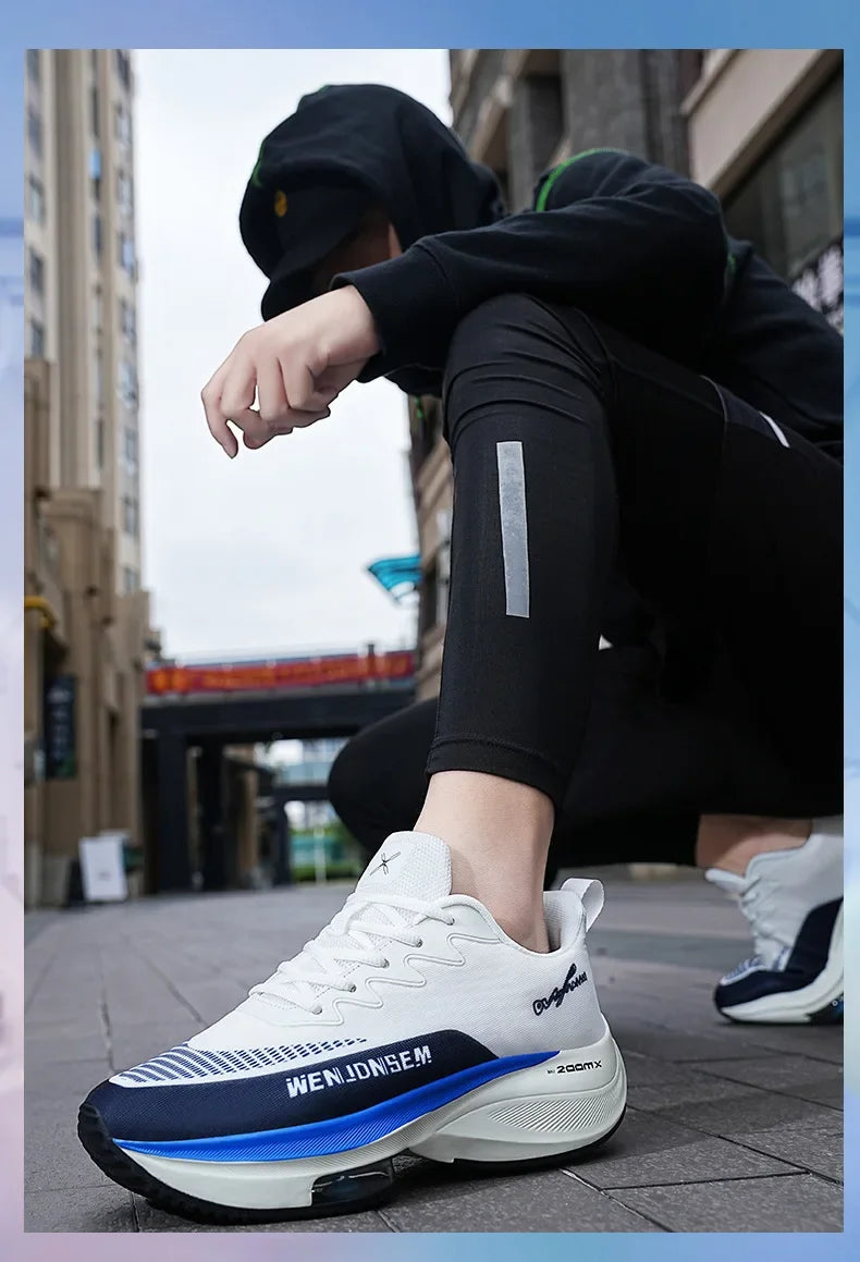 Men's Breathable Sports Shoes Summer Collection Mesh Fabric Double Air Cushion Running Shoes Korean Style The New